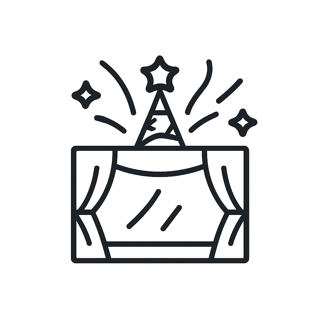 A simple logo image comprising a dark blue star, triangle, and rectangle.